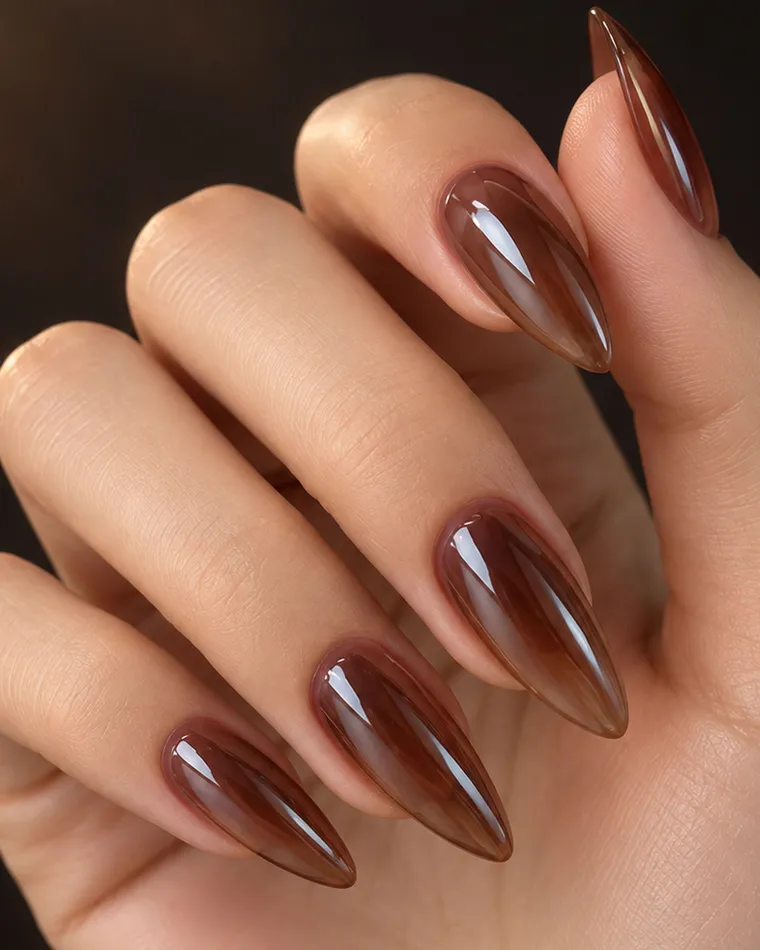 Uñas con el acabado Brown Liquid