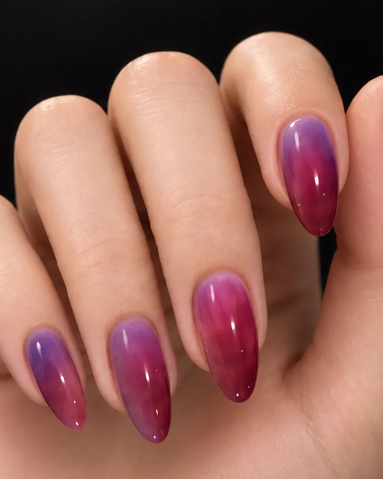 Uñas con el acabado Murano Aura